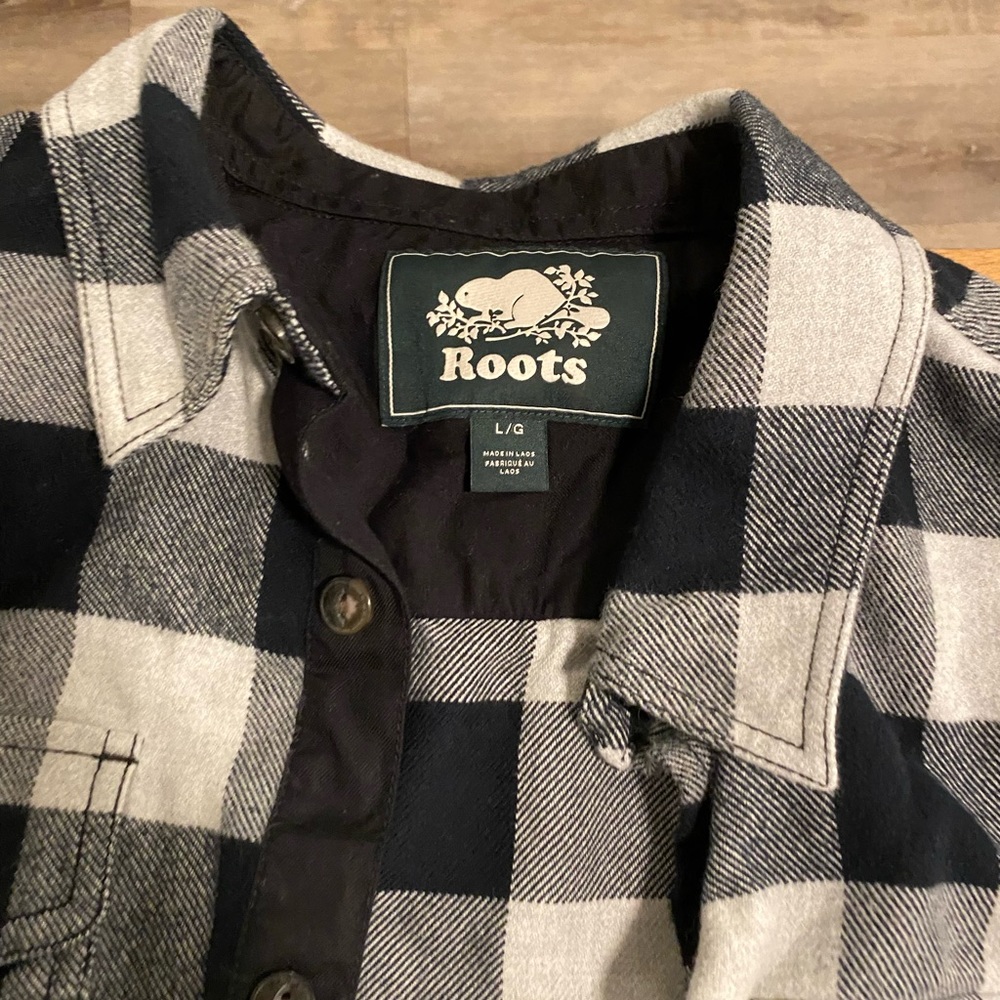 Roots Black and White Buffalo Plaid Button-Down Shirt